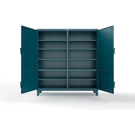 HD Steel Storage Cabinet with 4 Locking Doors, 72"W x 24"D x 78"H, Blue