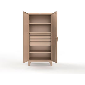 Strong Hold® Extreme Duty Cabinet with 4 Drawers, 3 Shelves - 36"W x 24"D x 72"H, Beige
