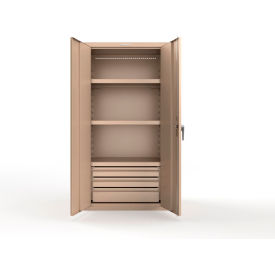 Heavy Duty Cabinets with 3 Drawers, 3 Shelves 36"W x 24"D x 72"H, Beige