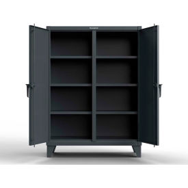 Double Shift Storage Cabinet with 6 Shelves, 12 Gauge, 36"W x 24"D x 66"H, Dark Gray