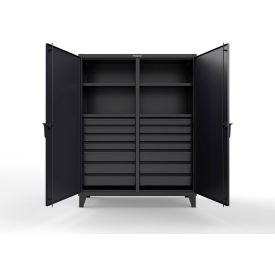 Double Shift Storage Cabinet with 14 Drawers, 12 GA, 60" W x 24" D x 78" H, Black2