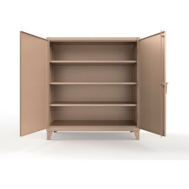 Strong Hold® Extreme Duty Cabinet with 3 Deep Shelves, 60"W x 30"D x 66"H, Beige
