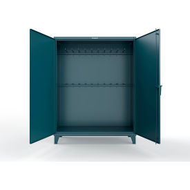 ED Steel Storage Cabinet with 20 Hooks, 60"W x 24"D x 78"H, Blue