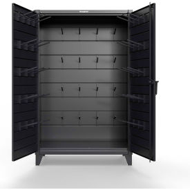 Extreme Duty Ringing Cabinet with Hooks, 48"W x 24"D, 78"H, Black