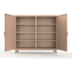 Double Shift Storage Cabinet with 6 Shelves, 12 GA, 72" W x 24" D x 66" H, Beige