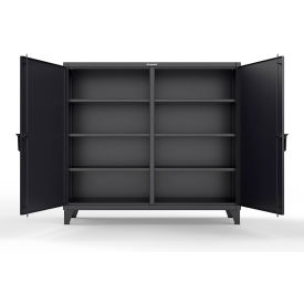Double Shift Storage Cabinet with 6 Shelves, 12 GA, 72" W x 24" D x 66" H, Black