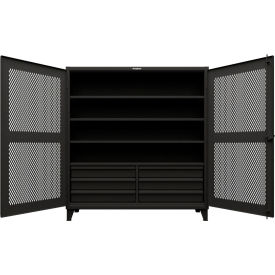 Extreme Duty Ventilated Diamond Cabinet with Drawers, 72"W x 24"D x 78"H, Black