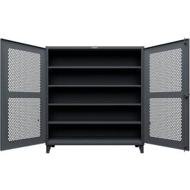 Strong Hold® Extreme Duty Cabinet with Ventilated Hex Doors, 72"W x 24"D x 78"H, Dark Gray
