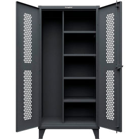 HD Stationary Ventilated Cabinet, 4 Shelves, 36"W x 24"D x 78", Dark Gray