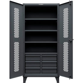 HD Stationary Ventilated Cabinet, w/4 Shelves & 6 Drawers, 36"W x 24"D x 78"H