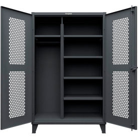 HD Stationary Ventilated Uniform Cabinet w/ 5 Shelves, 48"Wx24"Dx78"H, Dark Gray