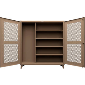 Extreme Duty Ventilated Janitorial Cabinet, 4 Shelves, 72"W x 24"D x 78"H, Beige