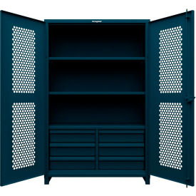Extreme Duty Ventilated Cabinet With Drawers, 4 Shelves, 36"Wx 24"D x 78"H, Blue