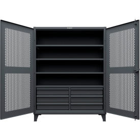 ED Ventilated Diamond Cabinet w/6 Half-Width Drawers, 60"W x 24"D x 78"H, Dark Gray