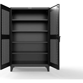 Extreme Duty 12 GA Cabinet with Ventilated Diamond Doors, 48"W x 24"D x 78", Black