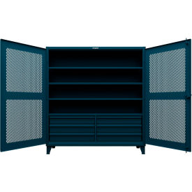 Extreme Duty Ventilated Diamond Cabinet with Drawers, 72"W x 24"D x 78"H, Blue