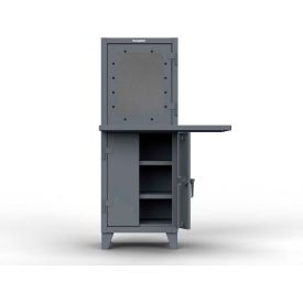 Extreme Duty Computer Cabinet w/ 2 Workspaces, 26"W x 24"D x 72"H, Dark Gray