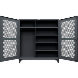 Extreme Duty Ventilated Uniform Cabinet, 5 Shelves, 72"W x 24"D x 78"H, Dark Gray