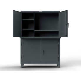 Multi-Compartment Computer Cabinet w/ 4 Shelves, 60"W x 24"D x 78"H, Dark Gray