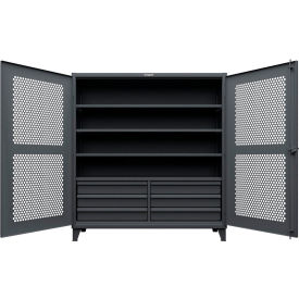 Extreme Duty Ventilated Cabinet with Drawers, 4 Shelves, 72"Wx24"Dx78"H, Dark Gray
