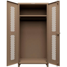 HD Stationary Ventilated Cabinet, w/Hanger Rod, 1 Shelf, 36"W x 24"D x 78"H, Beige