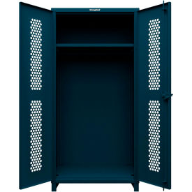 HD Stationary Ventilated Cabinet, w/ Hanger Rod, 1 Shelf, 36"W x 24"D x 78"H, Blue