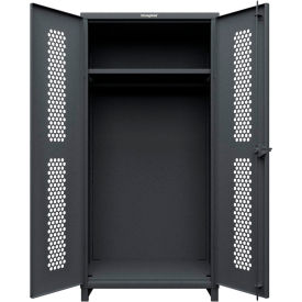 HD Stationary Ventilated Cabinet, w/Hanger Rod, 1 Shelf, 36"Wx24"Dx78"H, Dark Gray