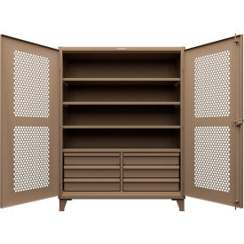 HD Stationary Ventilated Cabinet w/4 Shelves, 6 Drawers, 60"W x 24"D x 78"H, Beige