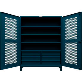 HD Stationary Ventilated Cabinet w/4 Shelves & 6 Drawers, 60"W x 24"D x 78"H, Blue