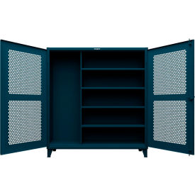 Extreme Duty Ventilated Janitorial Cabinet, 4 Shelves, 72"W x 24"D x 78"H, Blue