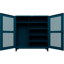 Extreme Duty Ventilated Uniform Cabinet, 5 Shelves, 72"W x 24"D x 78"H, Blue
