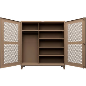 Extreme Duty Ventilated Uniform Cabinet, 5 Shelves, 72"W x 24"D x 78"H, Beige