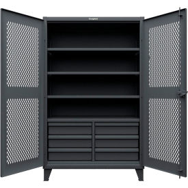 HD Stationary Ventilated Cabinet, 6 Drawers, 4 Shelves, 48"W x 24"D x 78"H, Dark Gray