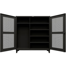 Extreme Duty Ventilated Uniform Cabinet, 5 Shelves, 72"W x 24"D x 78"H, Black