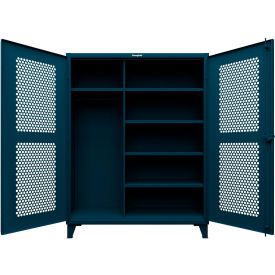 HD Stationary Ventilated Cabinet w/5 Shelves, 60"W x 24"D x 66"H, Blue