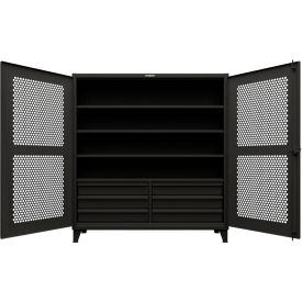 Extreme Duty Ventilated Hex Cabinet with Drawers, 72"W x 24"D x 78"H, Black