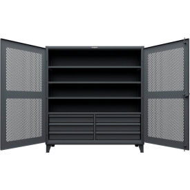 Extreme Duty Ventilated Cabinet with Drawers, 72"W x 24"D x 78"H, Dark Gray