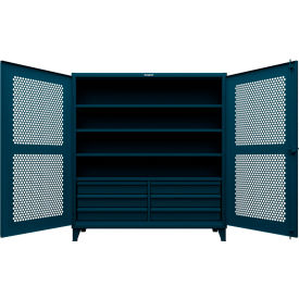 Extreme Duty Ventilated Hex Cabinet with Drawers, 72"W x 24"D x 78"H, Blue