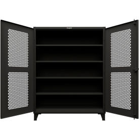 HD Stationary Ventilated Cabinet w/4 Shelves, 60"W x 24"D x 78"H, Black