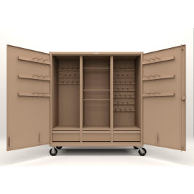 Extreme Duty Mobile Rigging Cabinet, 12 Gauge, 72"W x 30"D x 80"H, Beige
