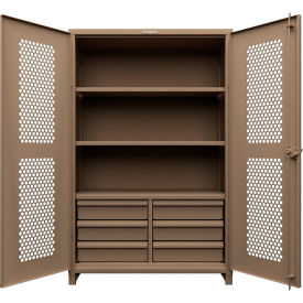 Strong Hold Ventilated (Hex) Cabinet w/6 Half-Width Drawers, 3 Shelves, 48"Wx24"Dx75"H, Beige