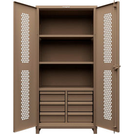 HD Stationary Ventilated Cabinet w/3 Shelves, 6 Drawers, 36"W x 24"D x 75"H, Beige