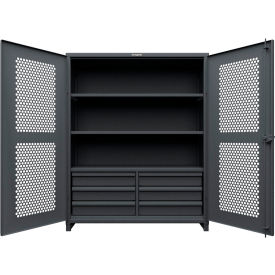 HD Stationary Ventilated Cabinet w/3 Shelves, 6 Drawers, 60"Wx24"Dx75"H, Dark Gray
