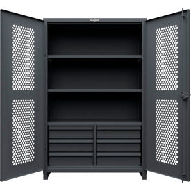 HD Stationary Ventilated Cabinet, w/ 6 Drawer, 3 Shelves, 48"Wx24"Dx75"H, Dark Gray