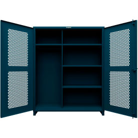 HD Stationary Ventilated Cabinet w/4 Shelves, 60"W x 24"D x 75"H, Blue