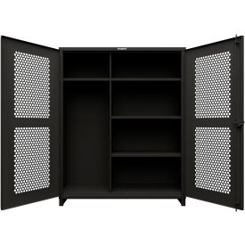 HD Stationary Ventilated Cabinet w/4 Shelves, 60"W x 24"D x 75"H, Black