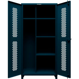 HD Stationary Ventilated Cabinet, with 4 Shelves, 36"W x 24"D x 75"H, Blue