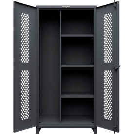HD Stationary Ventilated Cabinet, w/ 3 Shelves, 36"W x 24"D x 75"H, Dark Gray