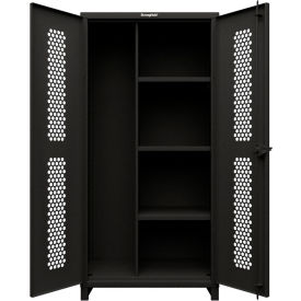 HD Stationary Ventilated Cabinet, 3 Shelves, 36"W x 24"D x 75"H, Black