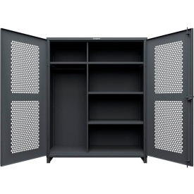 HD Stationary Ventilated Cabinet w/4 Shelves, 60"W x 24"D x 75"H, Dark Gray